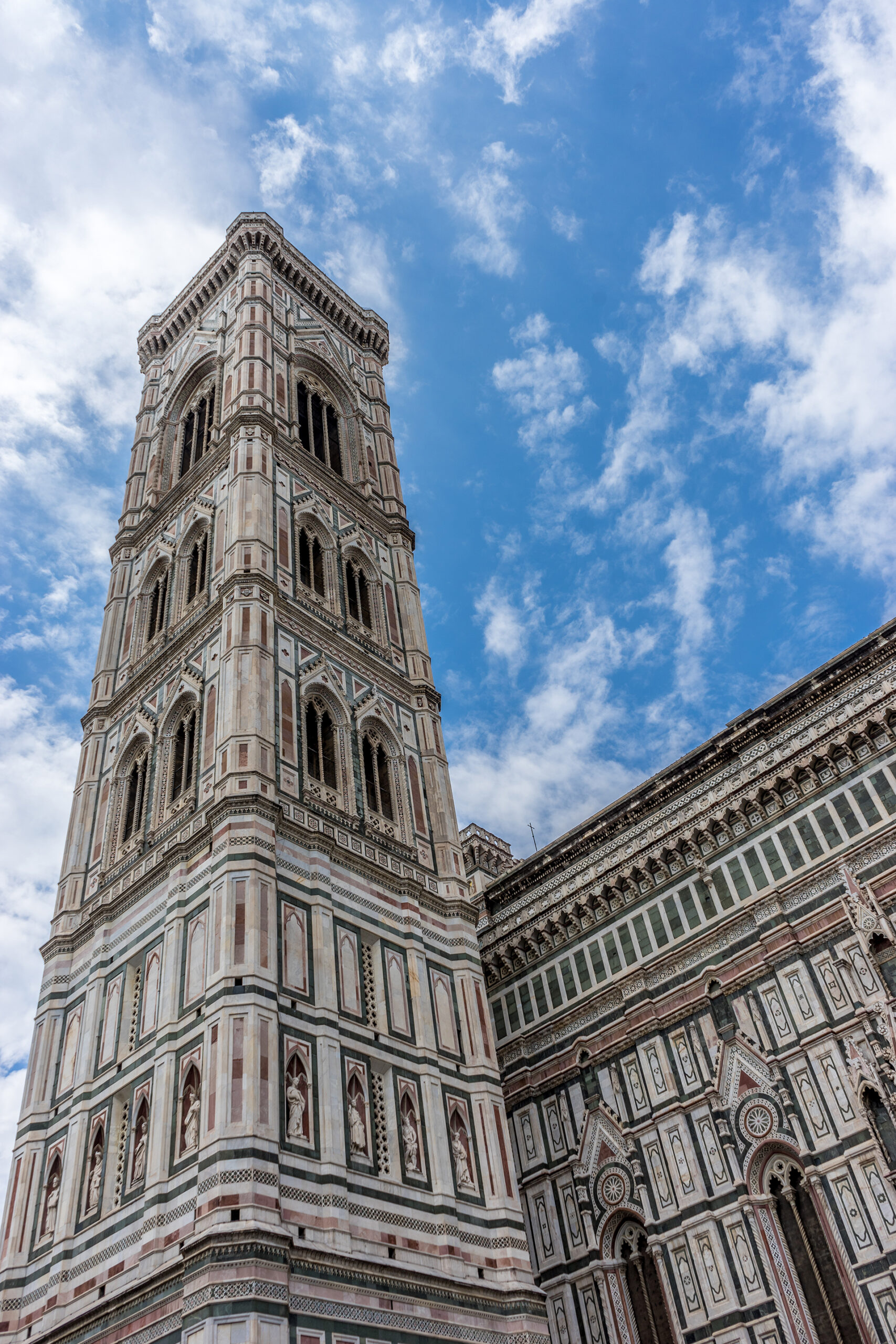 Italy,Florence, Giotto’s Campanile, a large clock tower on a clo