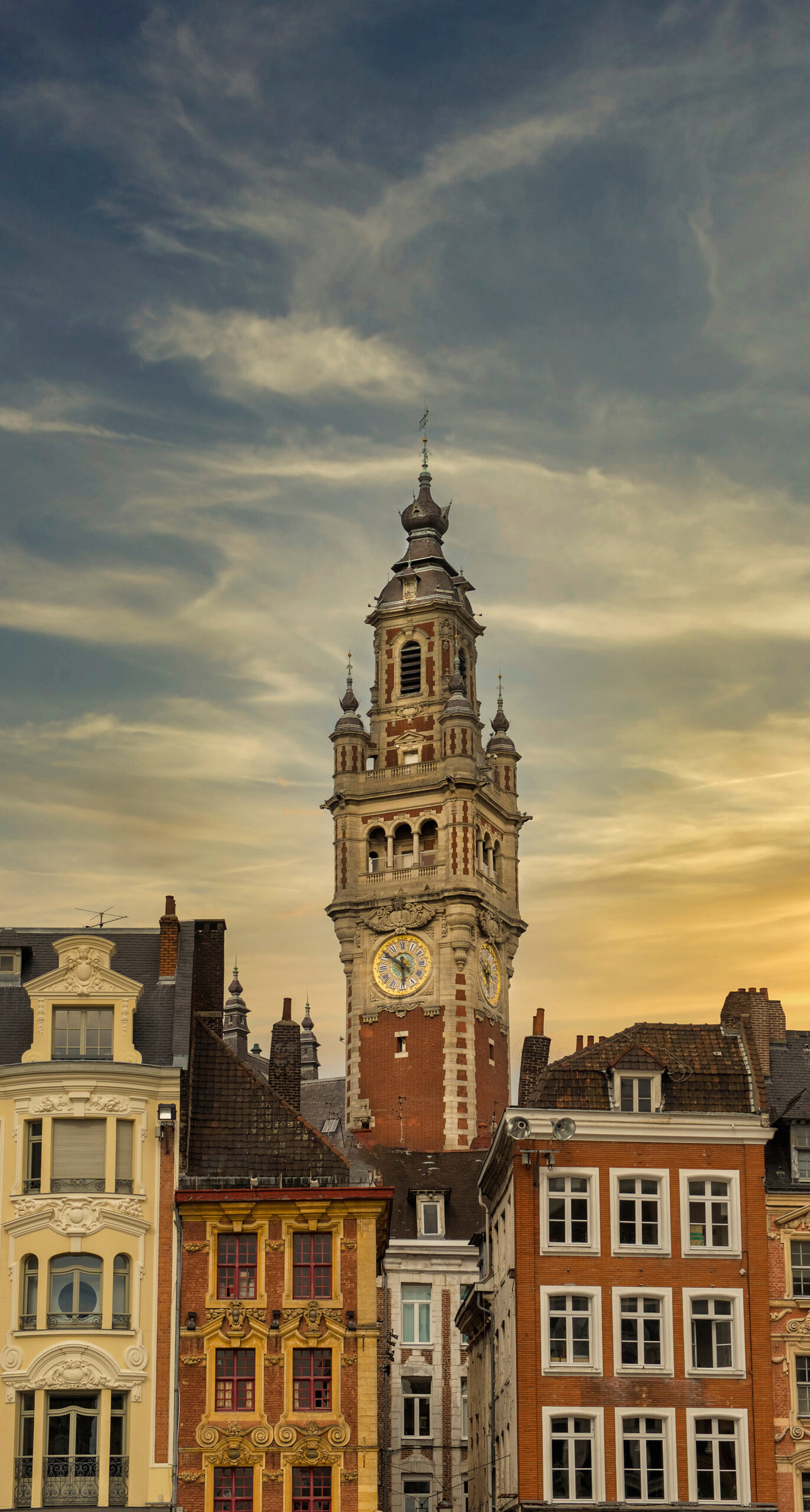 Lille City Square with Belfry in Background – France