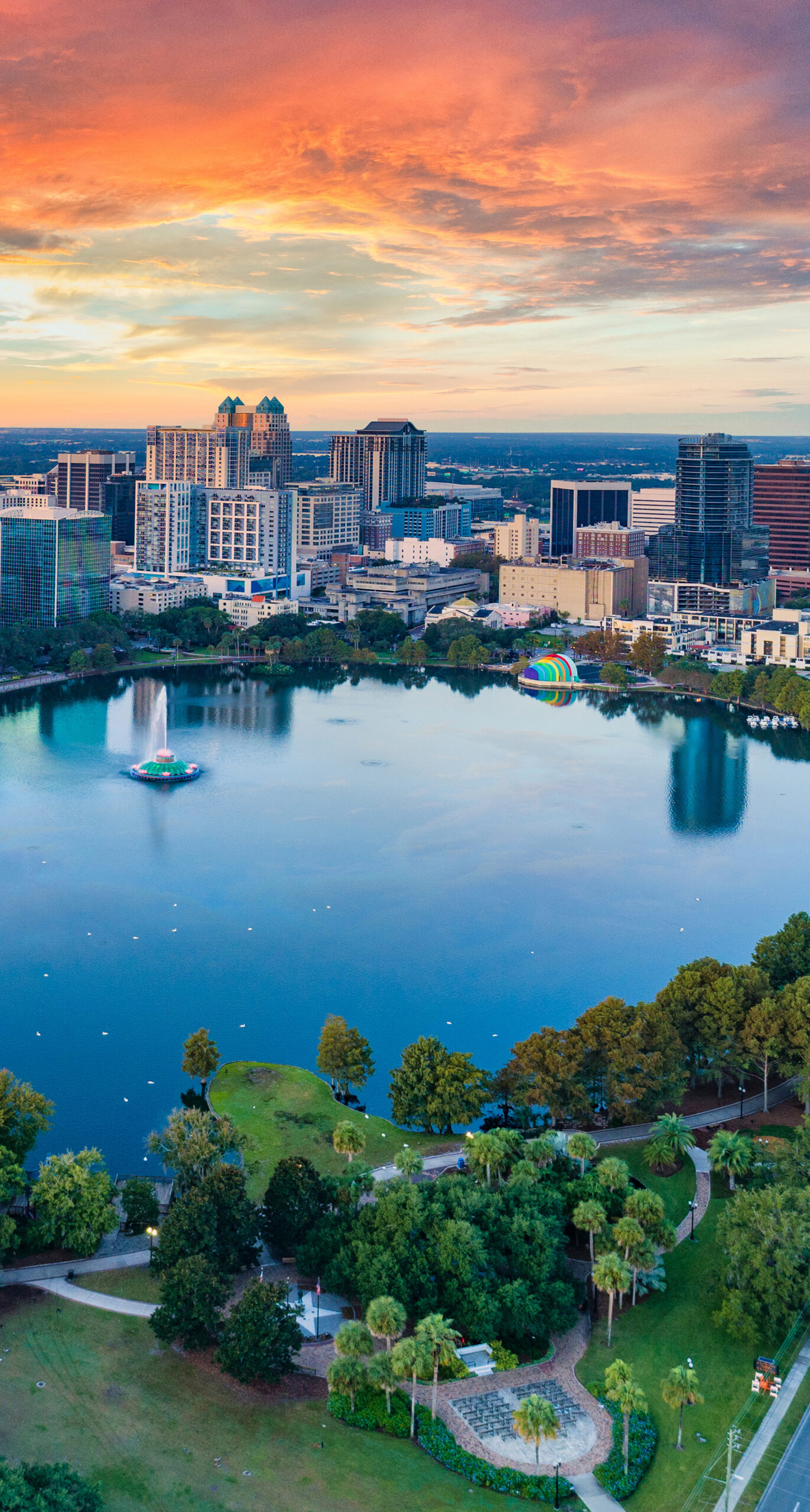 Orlando, Florida, USA Downtown Drone Skyline Aerial